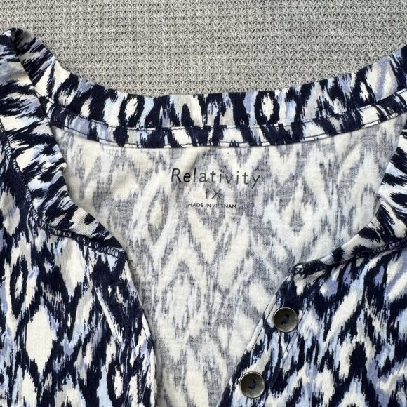 Relativity Womens Multicolor Geometric Tunic Blouse 3/4 Sleeve Blue Plus Size 1X - Picture 8 of 14